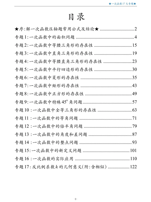 2027《一次函数17大专题》（初中）（数学）示意封面