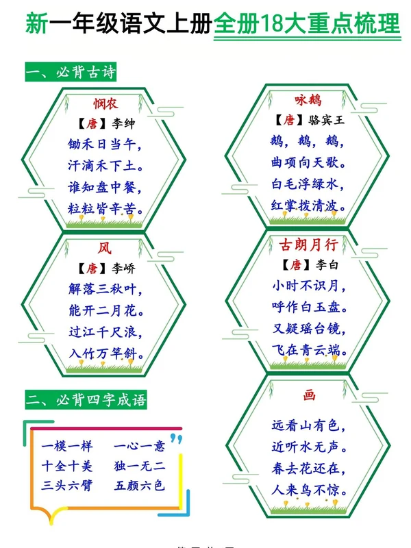 2027《重点梳理》（1-6年级上）（语文）示意封面