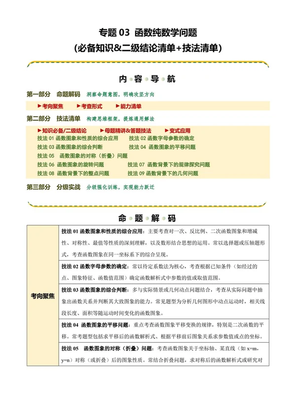2026年中考数学二轮复习知识·方法·能力清单（全国通用）（完整版）示意封面