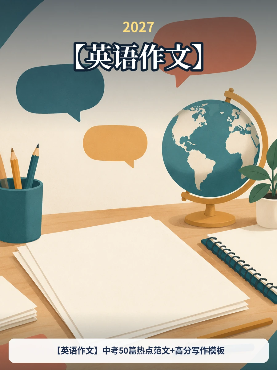 【英语作文】中考50篇热点范文+高分写作模板示意封面