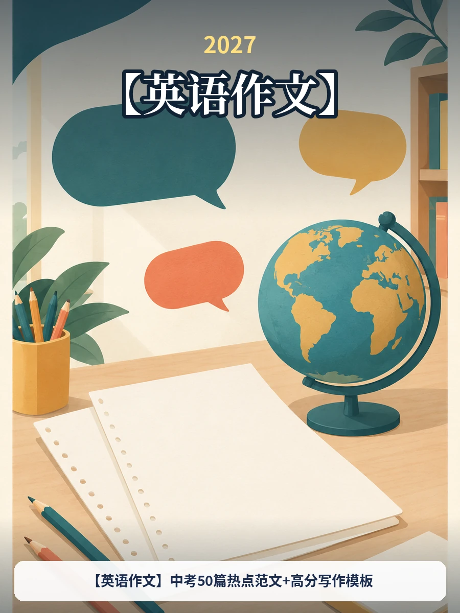 【英语作文】中考50篇热点范文+高分写作模板示意封面