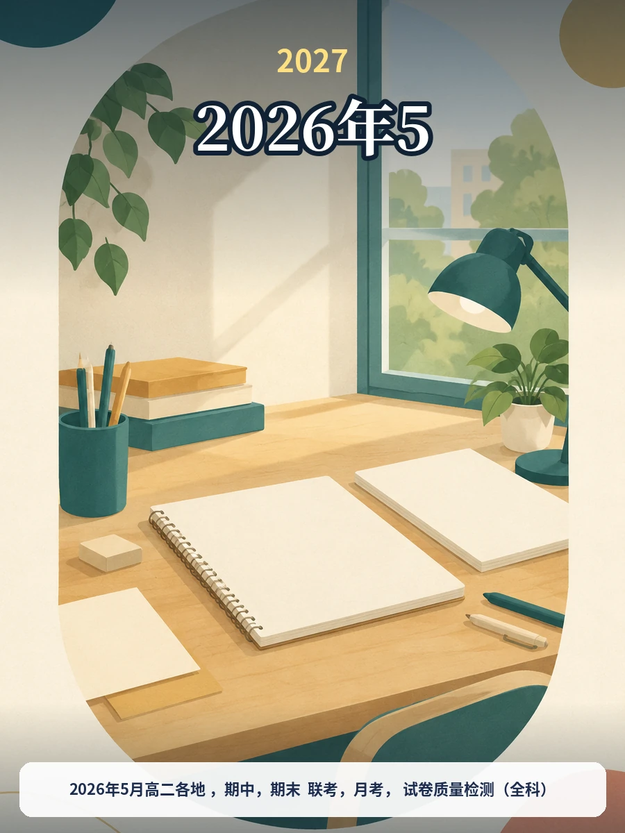 2026年5月高二各地 ，期中，期末  联考，月考， 试卷质量检测（全科）示意封面