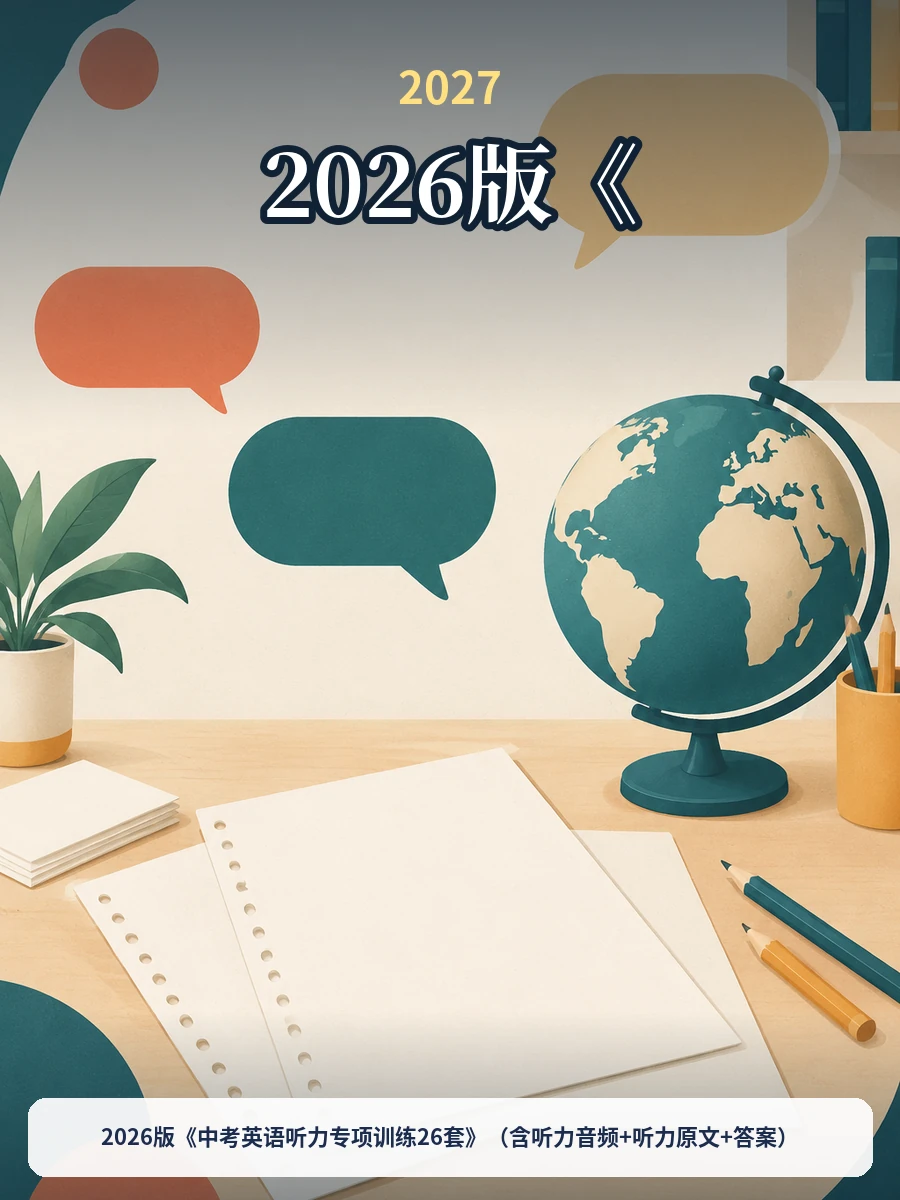 2026版《中考英语听力专项训练26套》（含听力音频+听力原文+答案）示意封面