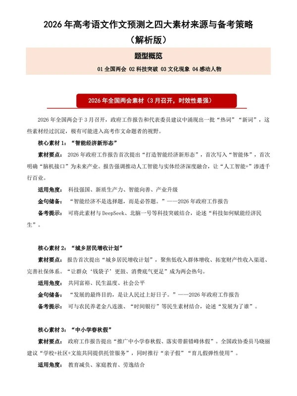 2026年高考语文作文主题考前终极预测[完整版]示意封面