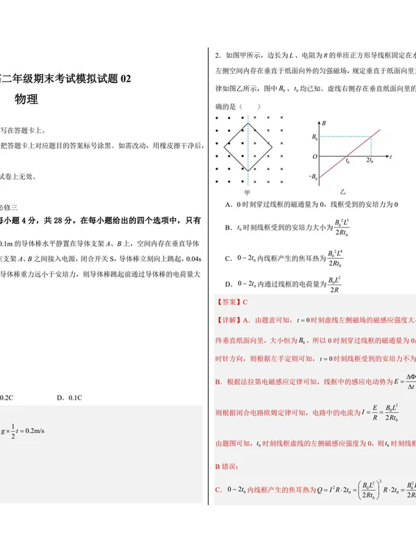 高二下学期物理期末复习举一反三系列（人教版）示意封面