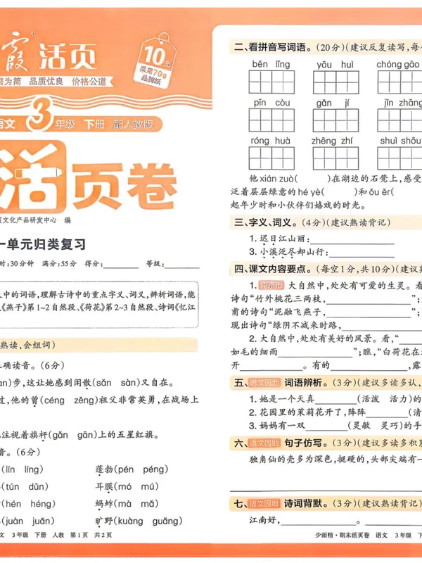 2026《王朝霞•少而精期末活页卷》（1-6年级下）（语文）（人教版）示意封面