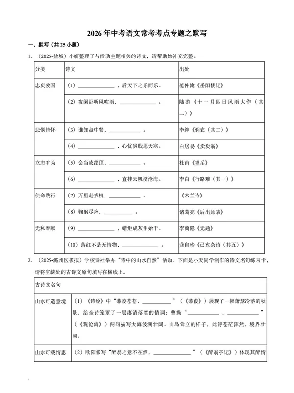 2026版初中《中考常考考点专题》7科全套示意封面