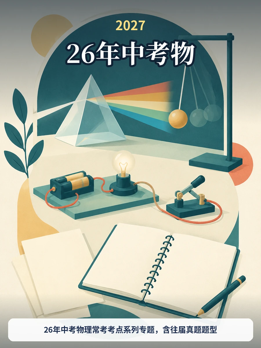 26年中考物理常考考点系列专题，含往届真题题型示意封面