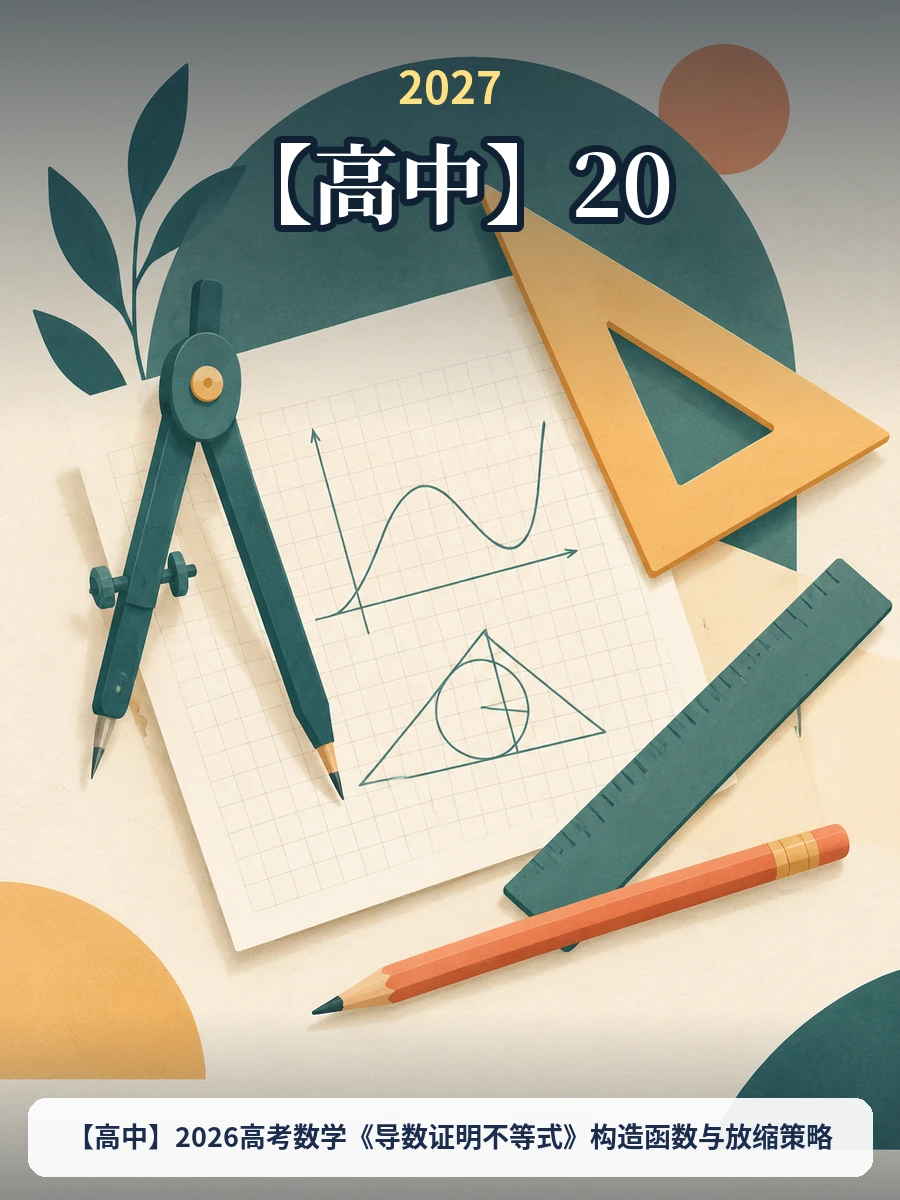 【高中】2026高考数学《导数证明不等式》构造函数与放缩策略示意封面