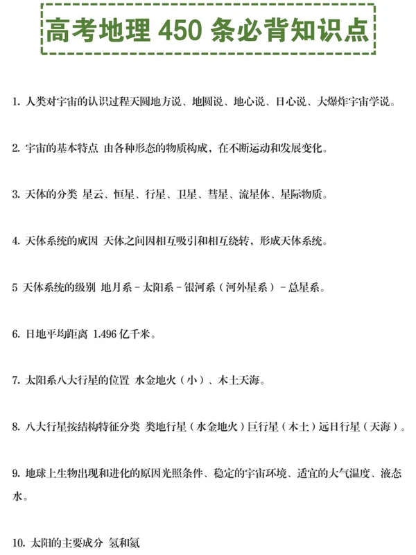 高考地理必背450条知识点提分小资料示意封面