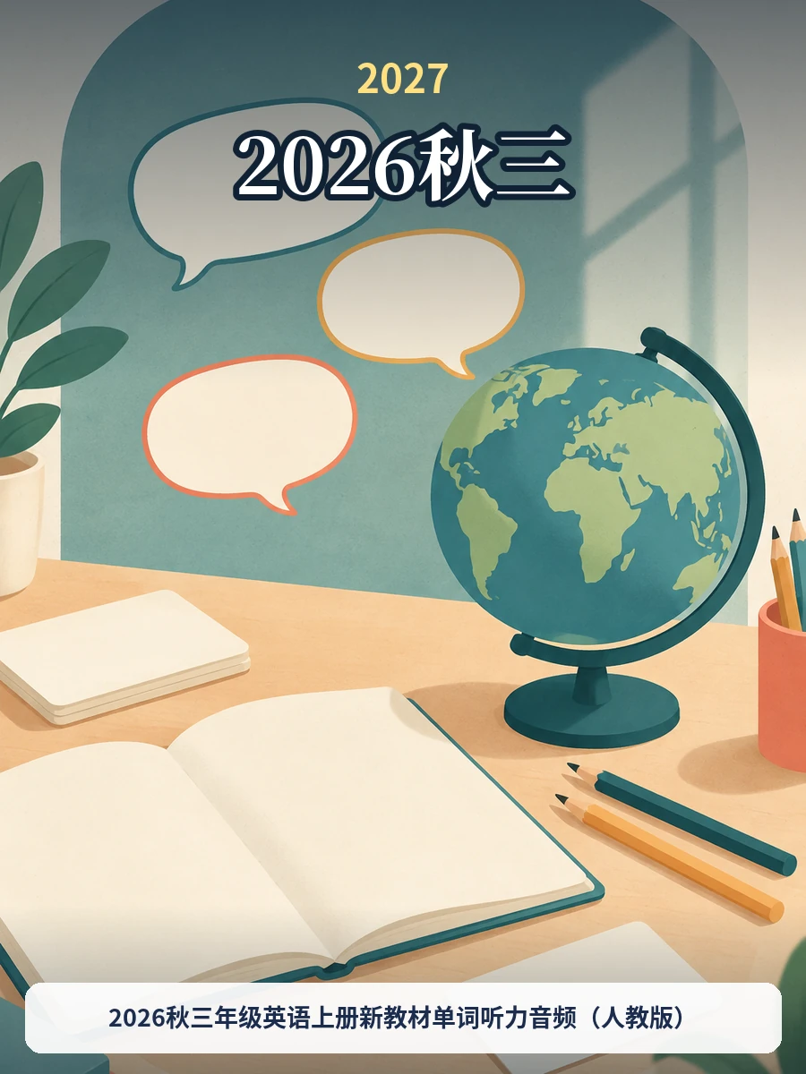 2026秋三年级英语上册新教材单词听力音频（人教版）示意封面
