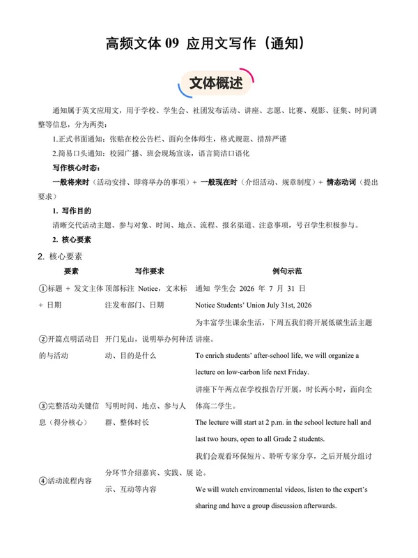 2027版高考《一轮复习写作高分突破》知识清单（英语）示意封面