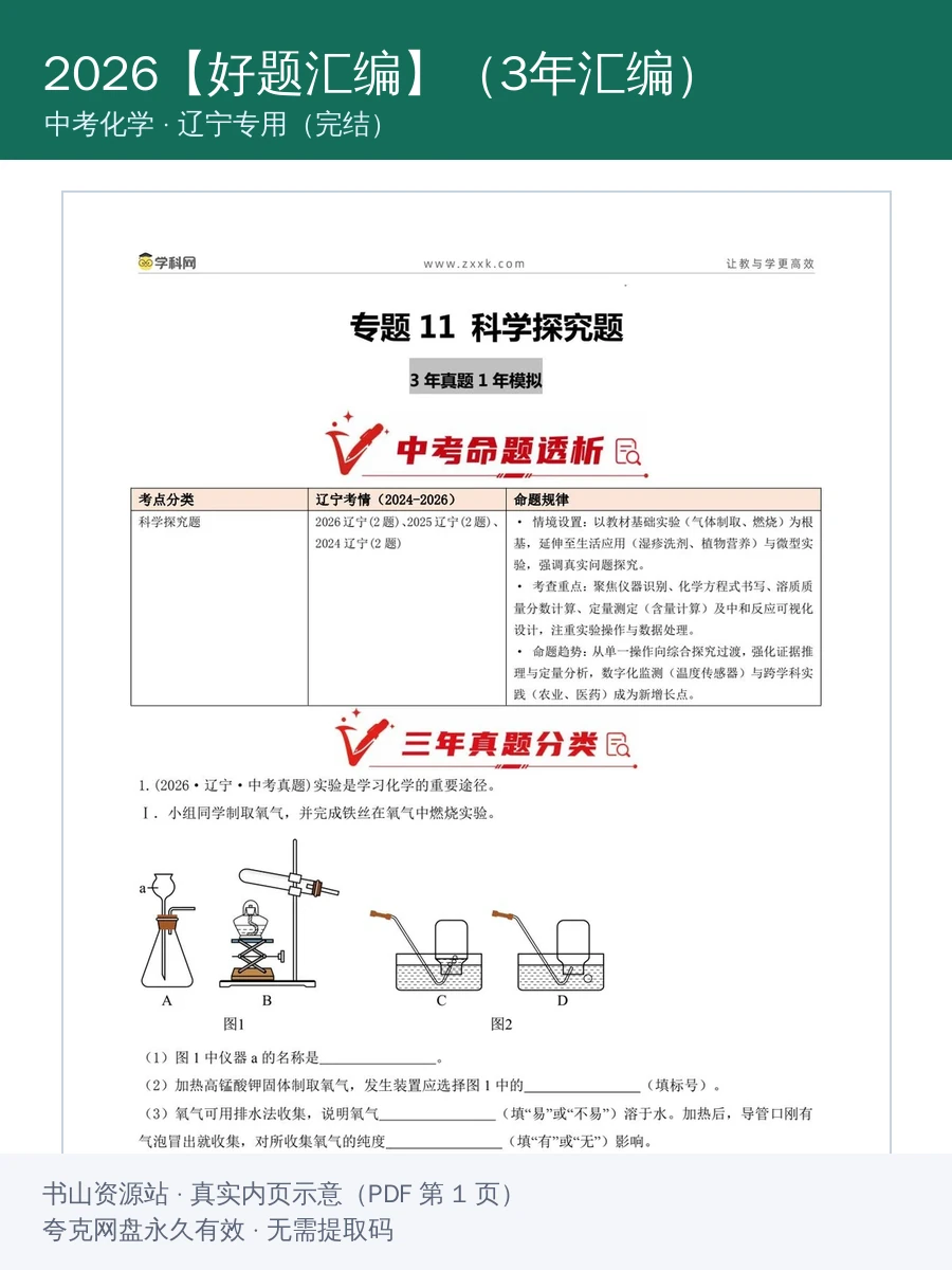 2026【好题汇编】（2024-2026）真题分类汇编（中考）（化学）（辽宁专用）（完结）示意封面