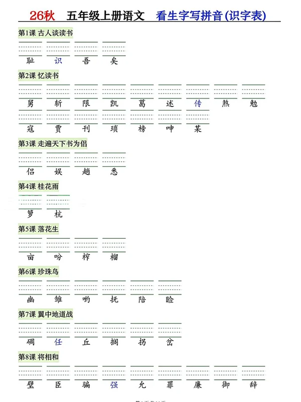 2027《识字表注音专项》（1-6年级上）（语文）示意封面