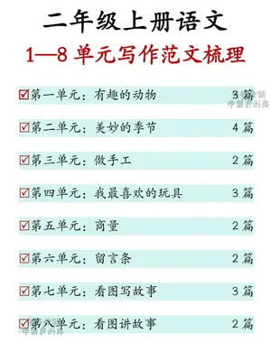 26新二年级（上）语文1-8单元同步作文仿写范文示意封面