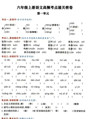 2027《高频考点通关密卷》（1-6年级上）（语文）示意封面